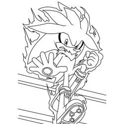 Coloriage Silver Sonic en pose d'action Coloriage Silver Sonic en pose d'action