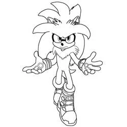 Coloriage Silver Sonic en pose d'action Coloriage Silver Sonic en pose d'action
