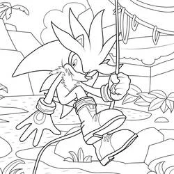 Coloriage Silver Sonic heureux dans un paysage tropical