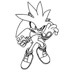 Coloriage Silver Sonic en position d'action Coloriage Silver Sonic en position d'action