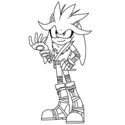 Coloriage Silver Sonic dans une pose dynamique