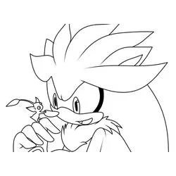 Coloriage Silver Sonic tenant une petite créature Coloriage Silver Sonic tenant une petite créature