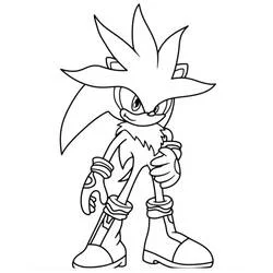 Coloriage Silver Sonic en pose d'action Coloriage Silver Sonic en pose d'action