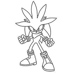Coloriage Silver Sonic en position d'action
