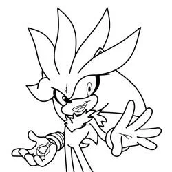 Coloriage Silver Sonic utilisant son pouvoir psychique