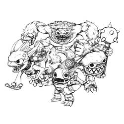 Coloriage Skylanders groupe de créatures monstrueuses