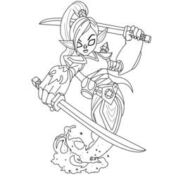 Coloriage Ninjini en posture de combat