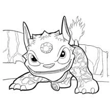 Coloriage Skylanders créature accroupie à la queue enflammée
