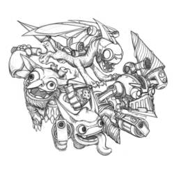 Coloriage Skylanders créatures de l'air assemblées ensemble