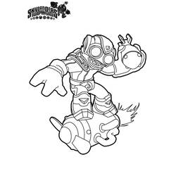 Coloriage Skylanders en pleine action avec des flammes