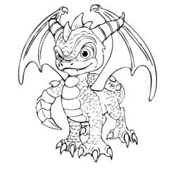 Coloriage Spyro debout avec les ailes déployées