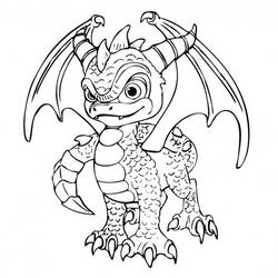 Coloriage Skylanders dragon debout avec ses ailes déployées