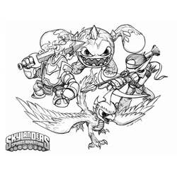 Coloriage Skylanders équipe de feu prête au combat