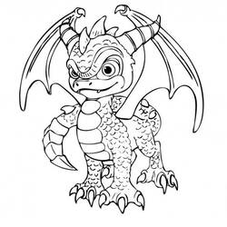 Coloriage Spyro le dragon debout ailes déployées