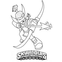 Coloriage Skylanders archer visant avec une flèche enflammée