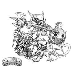 Coloriage Skylanders personnages prêts au combat