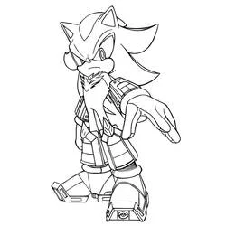 Coloriage Shadow Sonic en position de combat