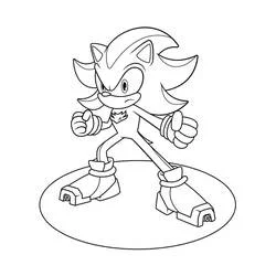 Coloriage Shadow The Hedgehog en posture de combat