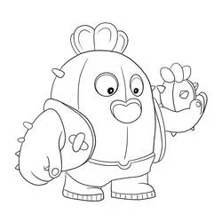 Coloriage Spike Brawl Stars debout avec une expression amicale