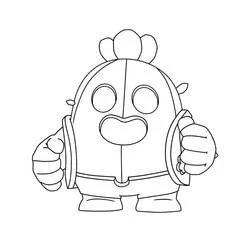 Coloriage Spike Brawl Stars debout poings serrés