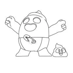 Coloriage Spike Brawl Stars en version bébé avec couche