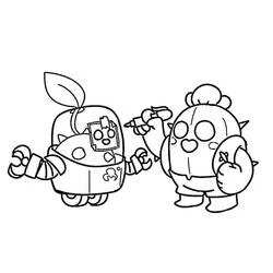 Coloriage Spike Brawl Stars avec un personnage fruit robot