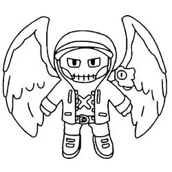 Coloriage Dark Angel de Stumble Guys avec ses grandes ailes