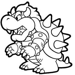 Coloriage Bowser en posture menaçante