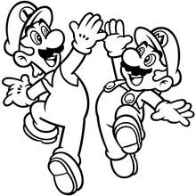 Coloriage Mario et Luigi qui se font un high five Coloriage Mario et Luigi qui se font un high five