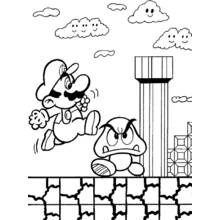 Coloriage Mario qui court devant un Goomba Coloriage Mario qui court devant un Goomba