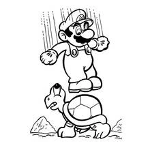 Coloriage Mario sautant par-dessus une tortue Koopa Coloriage Mario sautant par-dessus une tortue Koopa