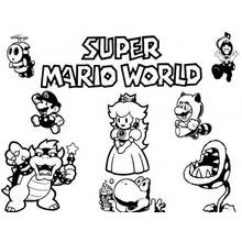 Coloriage Super Mario Bros personnages réunis Coloriage Super Mario Bros personnages réunis