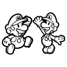 Coloriage Mario et Luigi se saluant joyeusement