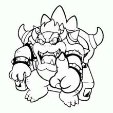 Coloriage Bowser dans une pose agressive Coloriage Bowser dans une pose agressive