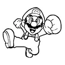 Coloriage Mario sautant avec un grand sourire Coloriage Mario sautant avec un grand sourire