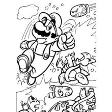 Coloriage Mario en pleine action face aux Bill Bourrins et aux tortues Coloriage Mario en pleine action face aux Bill Bourrins et aux tortues