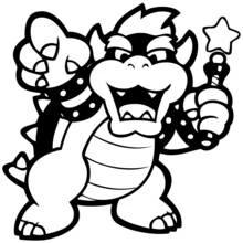 Coloriage Bowser tenant un sceptre magique Coloriage Bowser tenant un sceptre magique