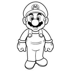 Coloriage Mario debout avec un grand sourire