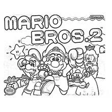 Coloriage Mario et ses amis sur l'affiche Mario Bros. 2 Coloriage Mario et ses amis sur l'affiche Mario Bros. 2