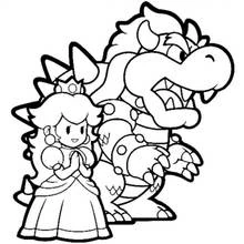 Coloriage Princesse Peach et Bowser côte à côte Coloriage Princesse Peach et Bowser côte à côte