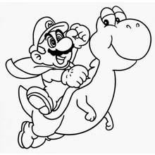 Coloriage Super Mario Bros chevauchant Yoshi Coloriage Super Mario Bros chevauchant Yoshi