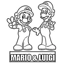 Coloriage Mario et Luigi posant ensemble Coloriage Mario et Luigi posant ensemble
