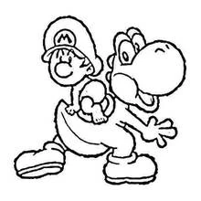 Coloriage Bébé Mario chevauchant Yoshi Coloriage Bébé Mario chevauchant Yoshi