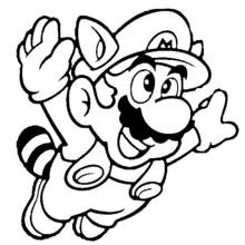 Coloriage Mario en costume de raton laveur volant Coloriage Mario en costume de raton laveur volant