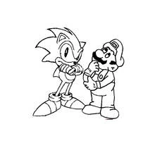 Coloriage Mario et Sonic en pleine réflexion Coloriage Mario et Sonic en pleine réflexion
