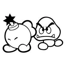 Coloriage Bob-omb et Goomba assis côte à côte Coloriage Bob-omb et Goomba assis côte à côte
