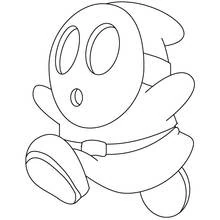 Coloriage Shy Guy en train de marcher avec masque et bottes Coloriage Shy Guy en train de marcher avec masque et bottes