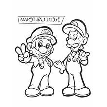Coloriage Mario et Luigi sous une banderole de prénoms Coloriage Mario et Luigi sous une banderole de prénoms