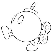 Coloriage Bob-omb en train de marcher avec sa clé Coloriage Bob-omb en train de marcher avec sa clé