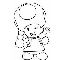 Coloriage Toad avec des couettes qui salue